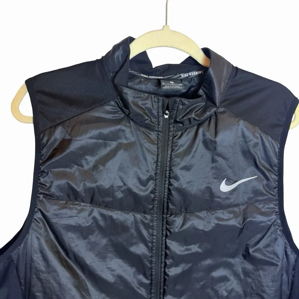 Nike Mens XL Black Aeroloft Polyfill Full-Zip Running Puffer Vest Full Zip